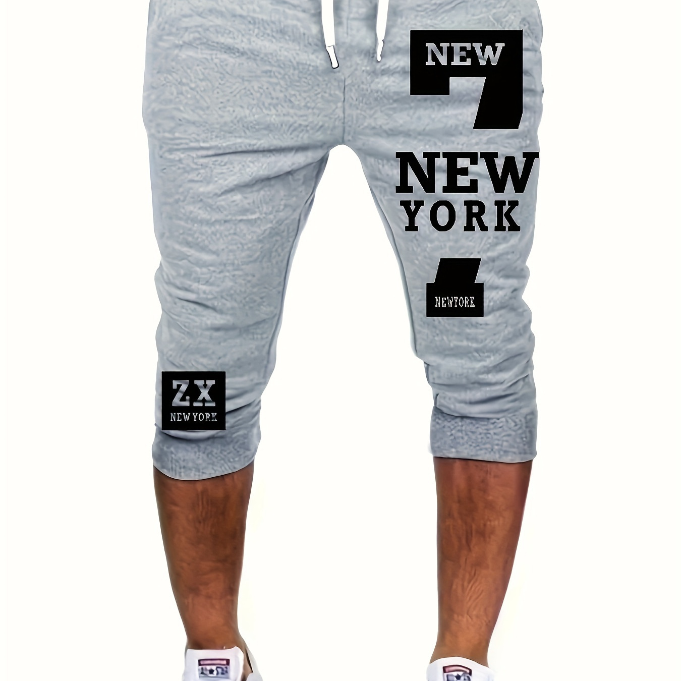 

Men's "new York" Graphic Print Short Joggers For Summer, Outdoor Sports Capri Pants