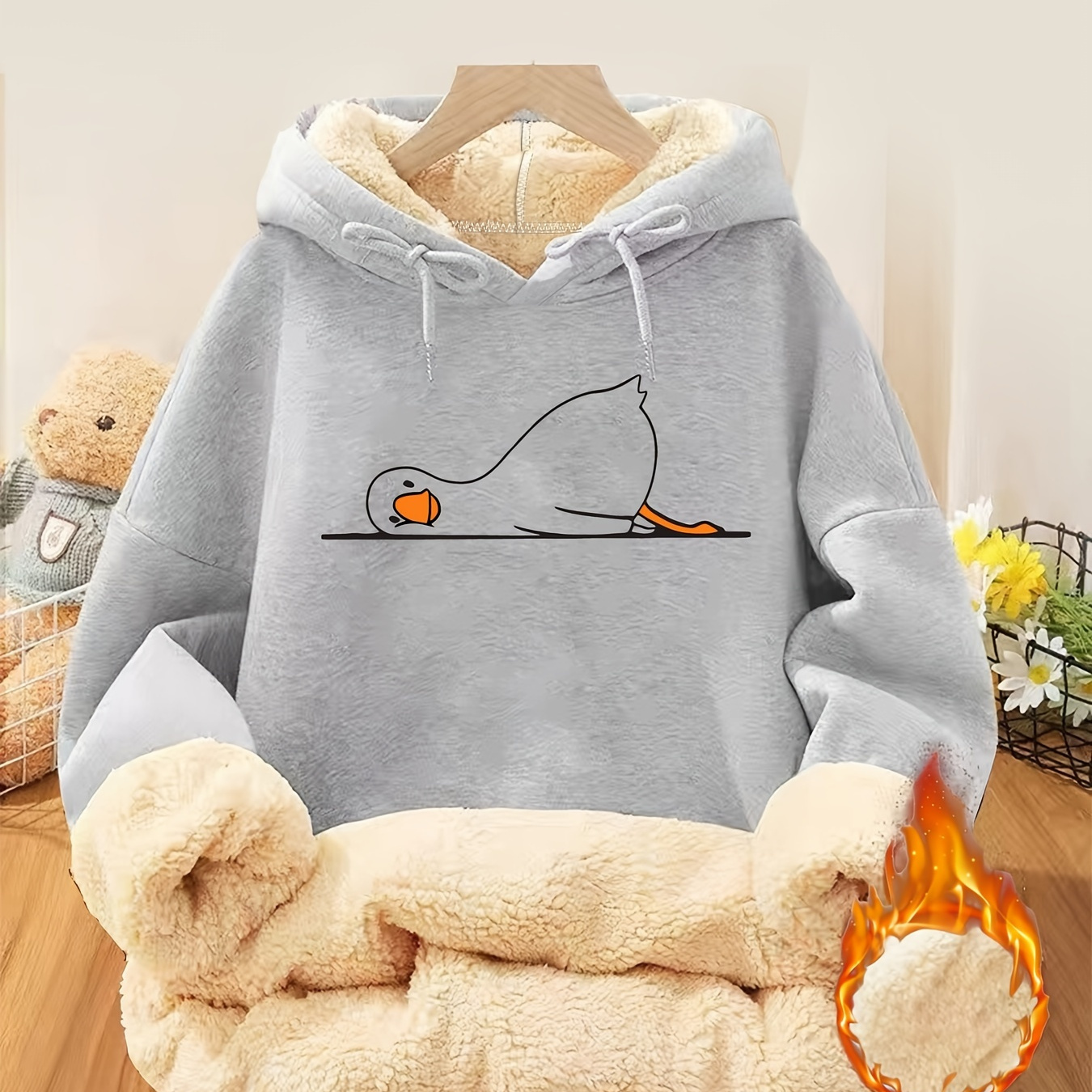 

1pc 's Plus Size Hooded Sweatshirt Fleece - Pullover , , For Fall/