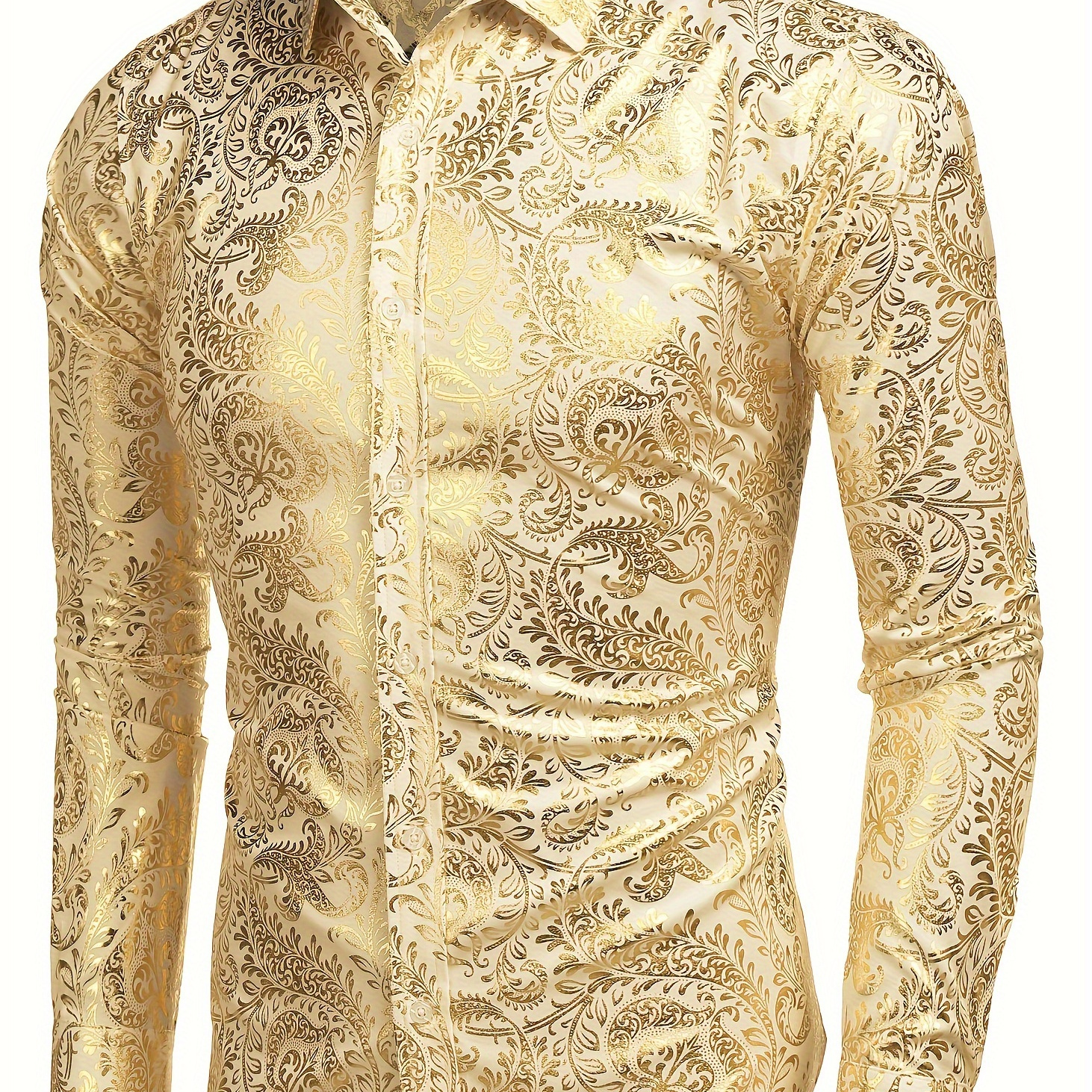 

Men's Paisley Shirt Luxury Disco Long Sleeve Button Down Dress Shirts