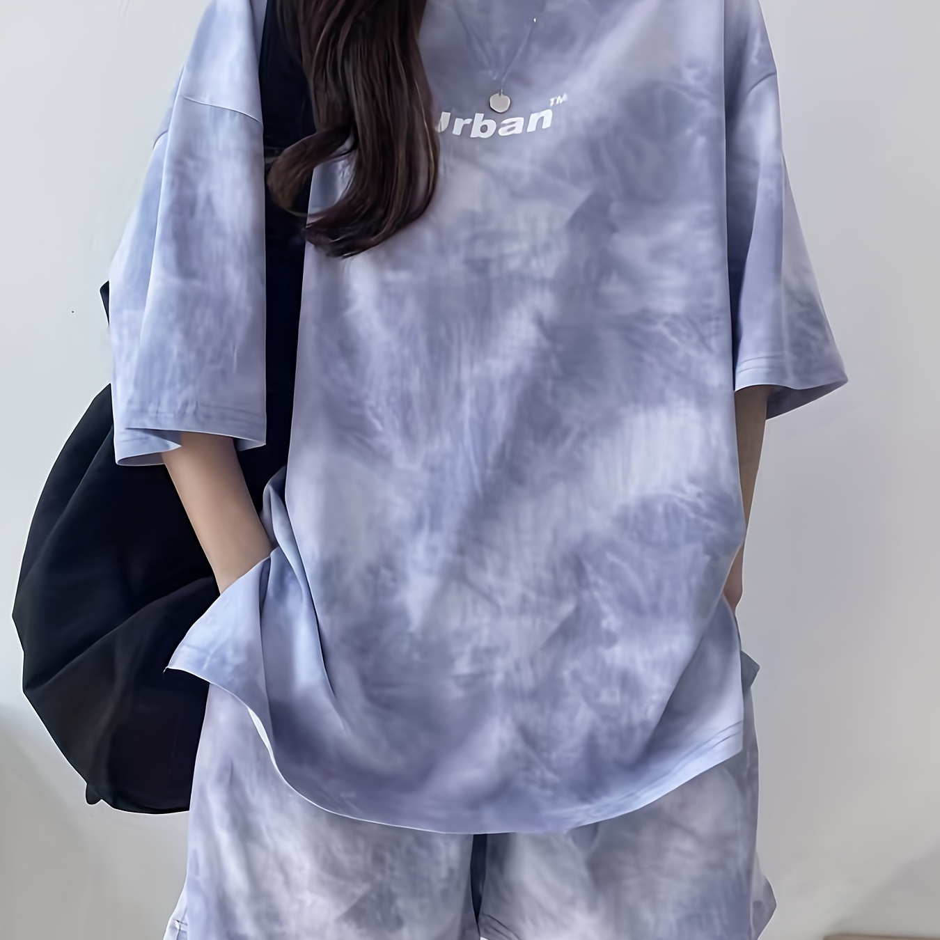

Women's Casual Tie-dye Letter Print Two-piece Set, Matching Shorts And T-shirt Pajamas Set