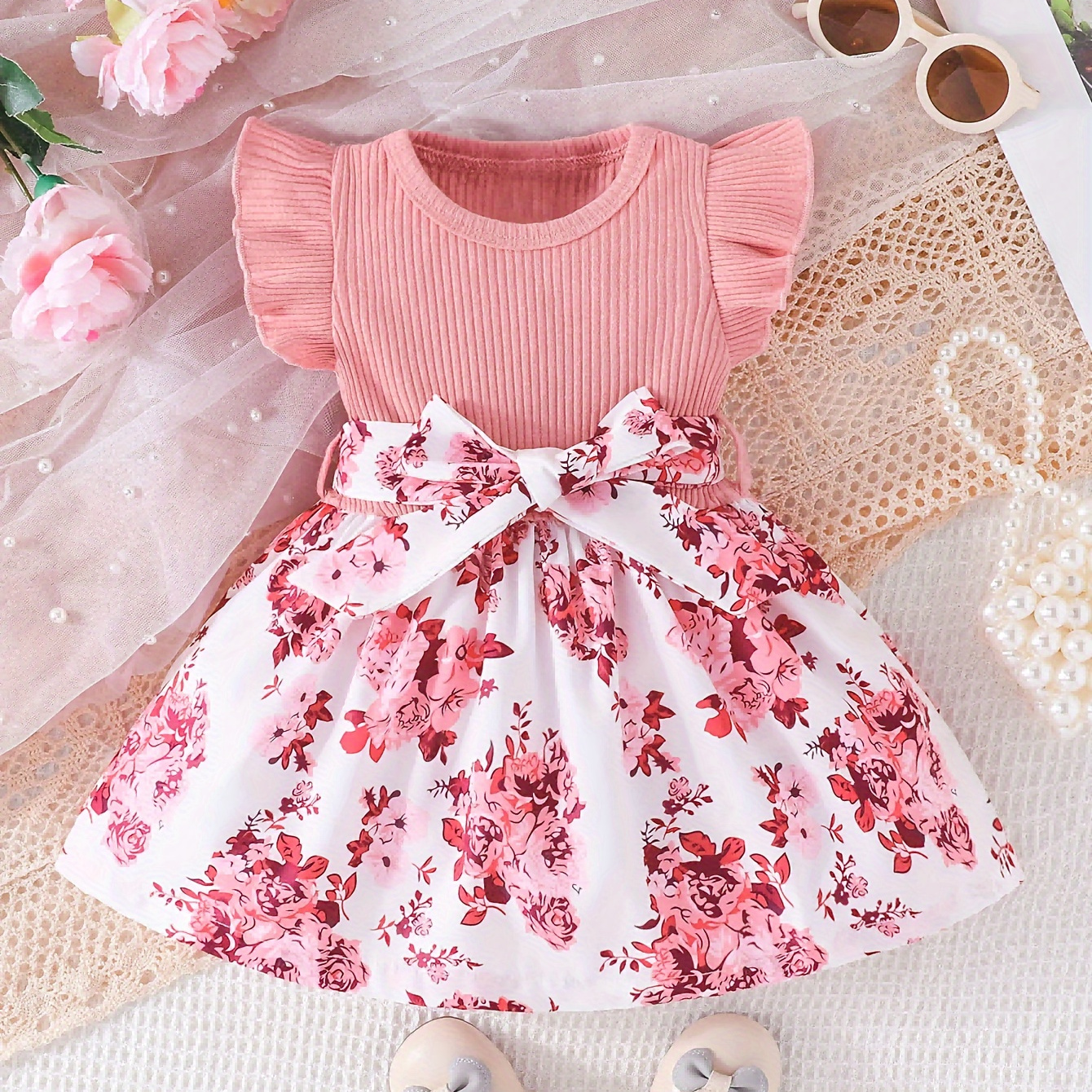 

Baby Girls Fashion Casual Dress Cute Baby Girl Flower Ruffle Dress