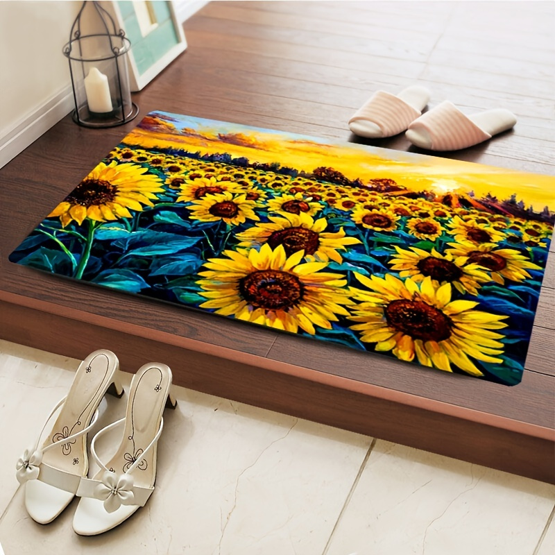 

1pc Sunflower In Sunset Outdoor Entrance Mat, Indoor Outdoor Non-slip Floor Padded, Home Decor & Accessories