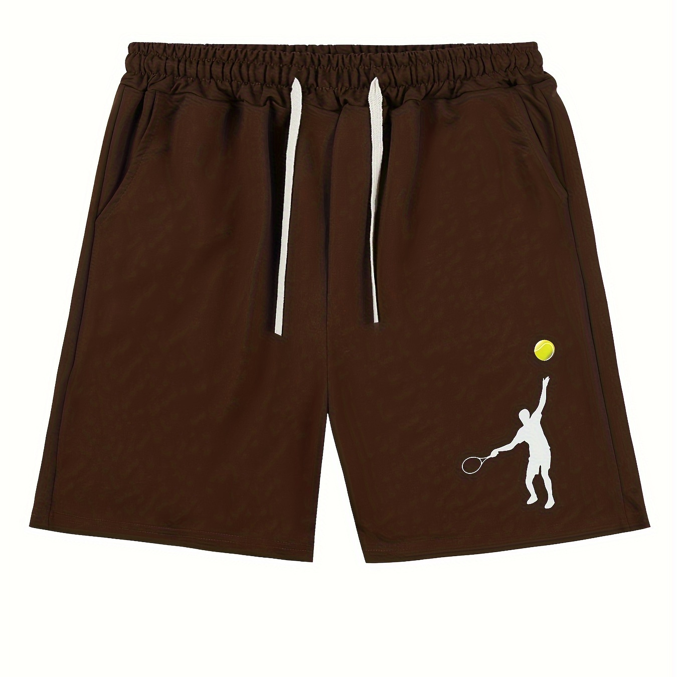 

Men's Casual Tennis Sport Pattern Print Sports Shorts, Summer Fashion Drawstring Shorts For Gym & Outdoor Activities