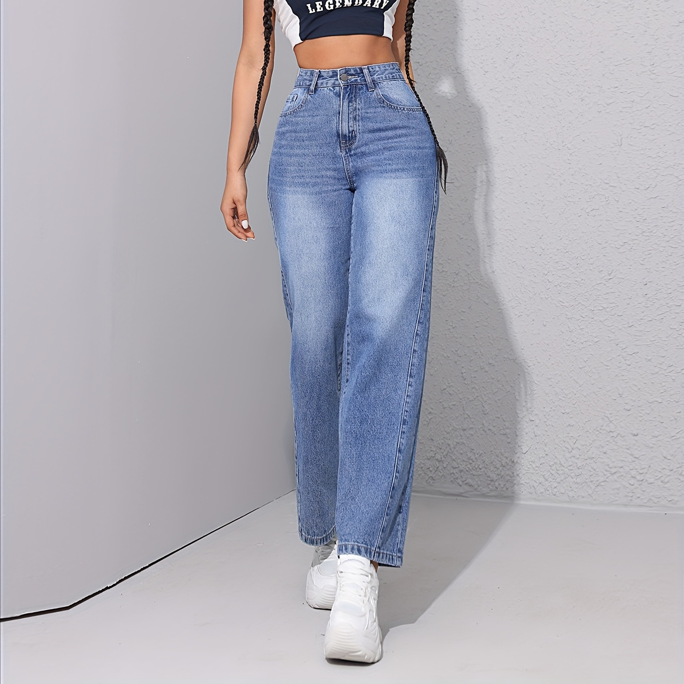 Dropship Blue Jeans Women Pants Vintage Wide Leg Straight High Waist Pants  For Women Pockets 2021 Autumn Denim Thin Slim Female Trousers to Sell  Online at a Lower Price
