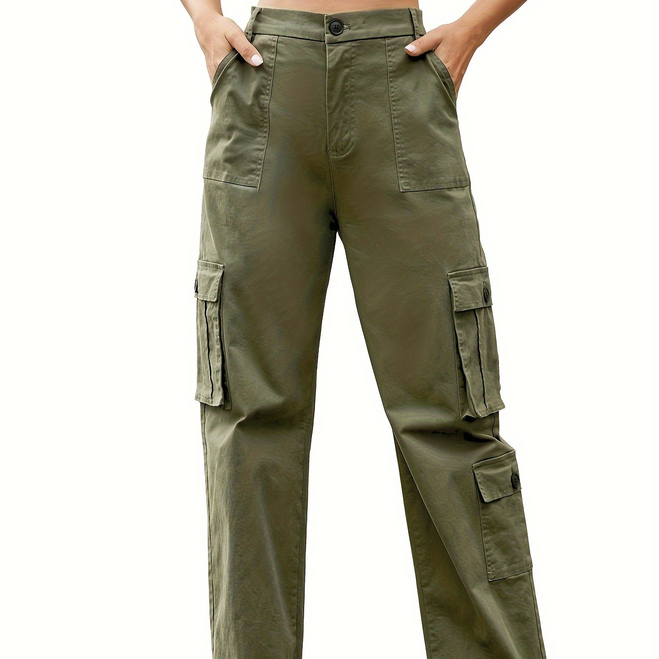 

Women's High-waist Cargo Denim Pants, Wide Leg Casual Hiking Trousers Jeans, Streetwear Fashion