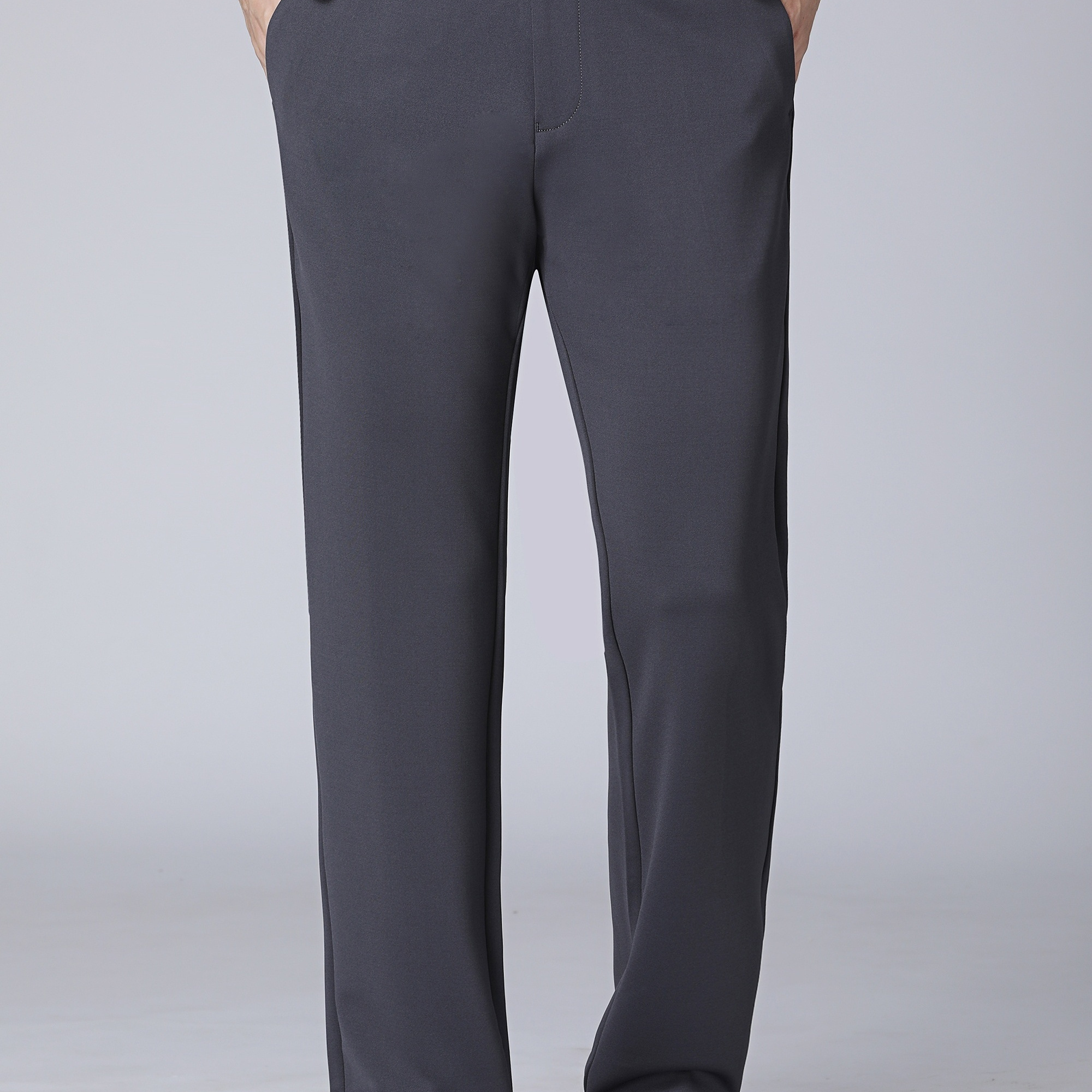 Classic Design Dress Pants Men's Formal Solid Color Slightly - Temu Germany