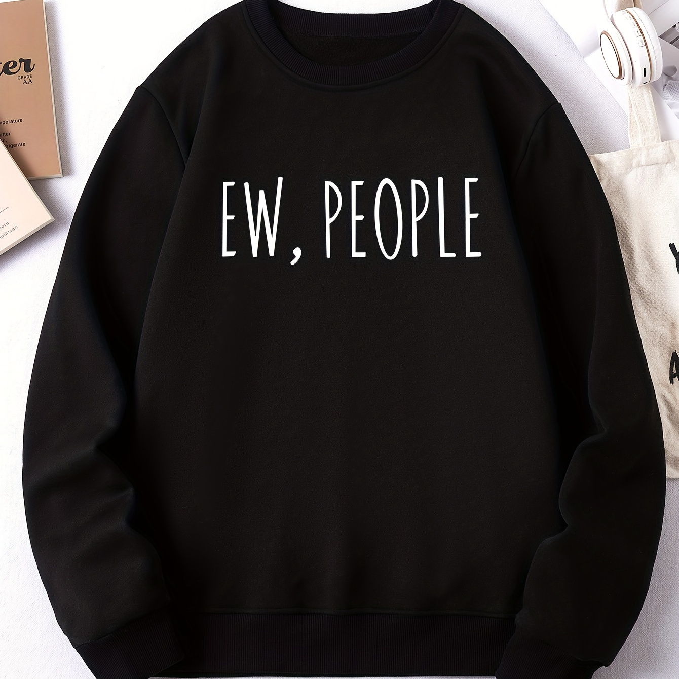 

Letter Print Simple Sweatshirt, Casual Long Sleeve Crew Neck Sweatshirt, Women's Clothing