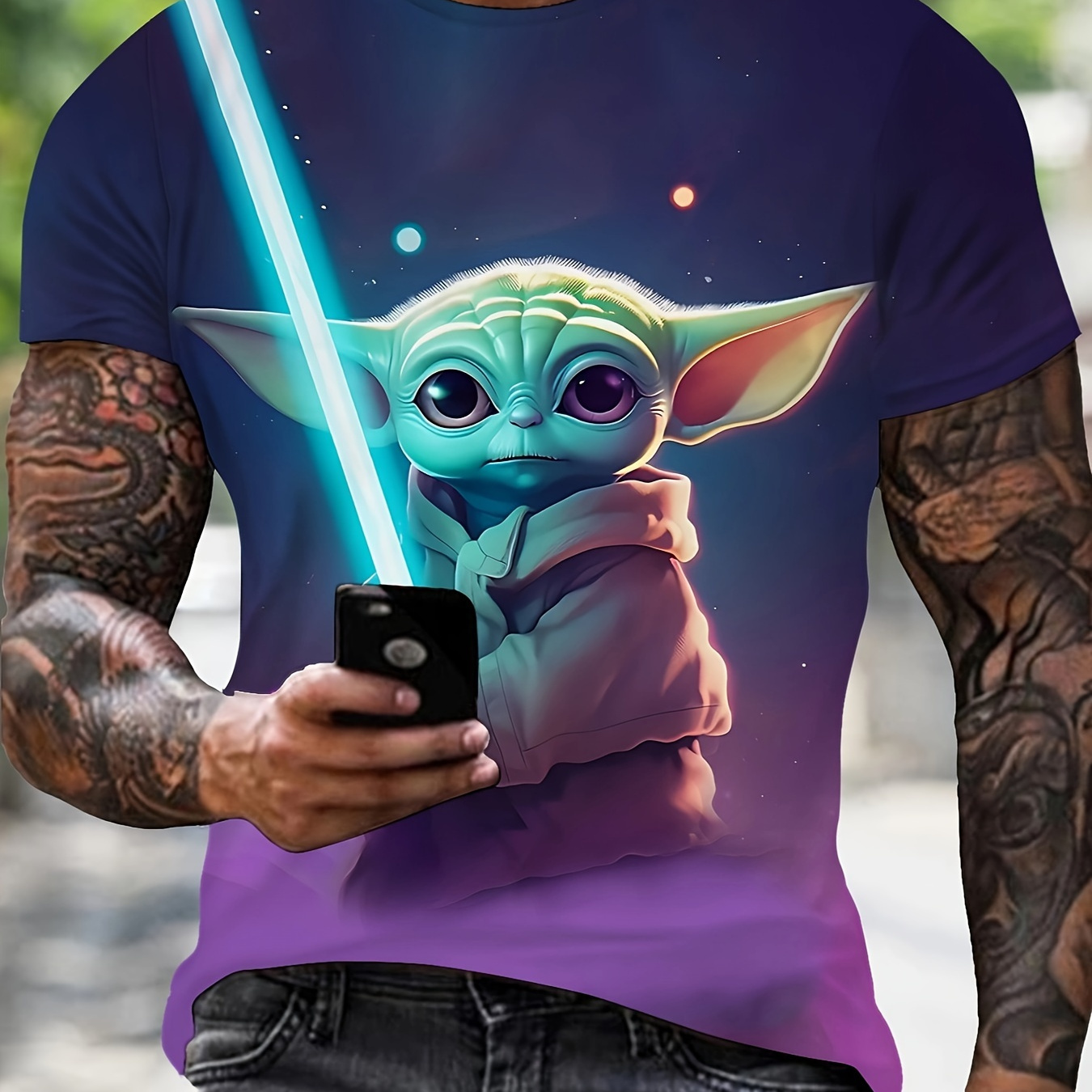 

Men's 3d Cute T-shirt - Casual Round Neck Short Sleeve Tee For Summer, Breathable Polyester