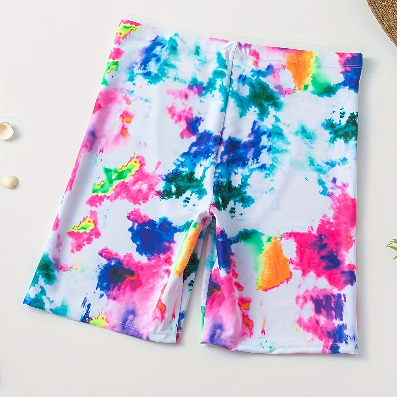 

Colorful Tie Dye Print High Waist Swimsuit Bottoms, Stretchy Comfy Beach Shorts, Women's Swimwear & Clothing