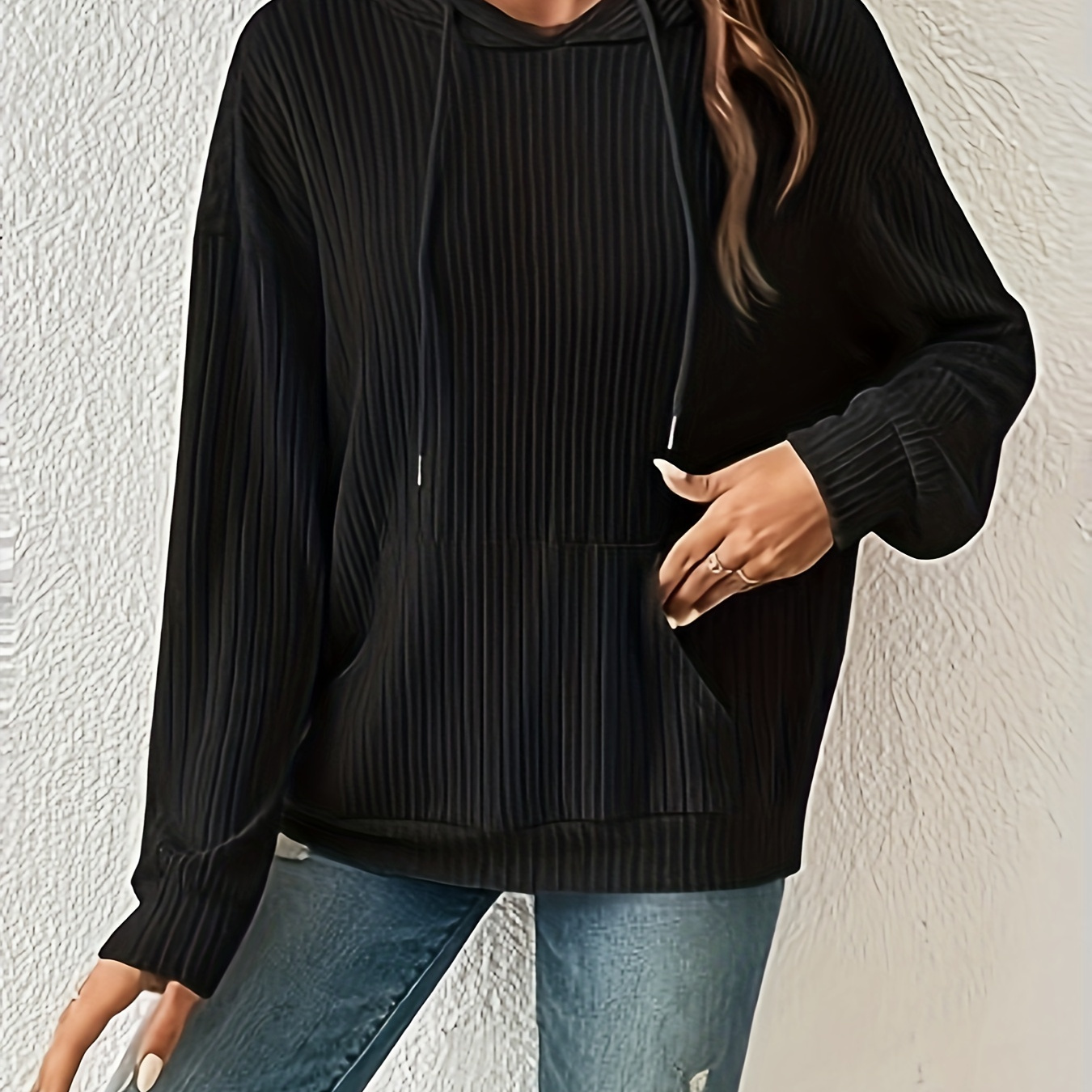 

Women's Drawstring Long Sleeve Hoodies, Pocket Front Casual Sweatshirt Tops, Women's Sporty Sweatshirts