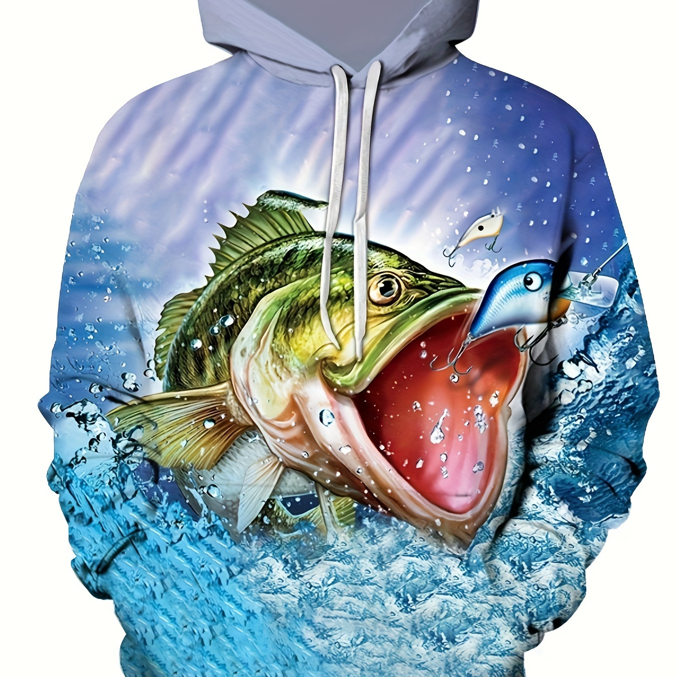 Men's Casual Fishing Pattern 3d Print Hooded Sweatshirt - Temu Canada