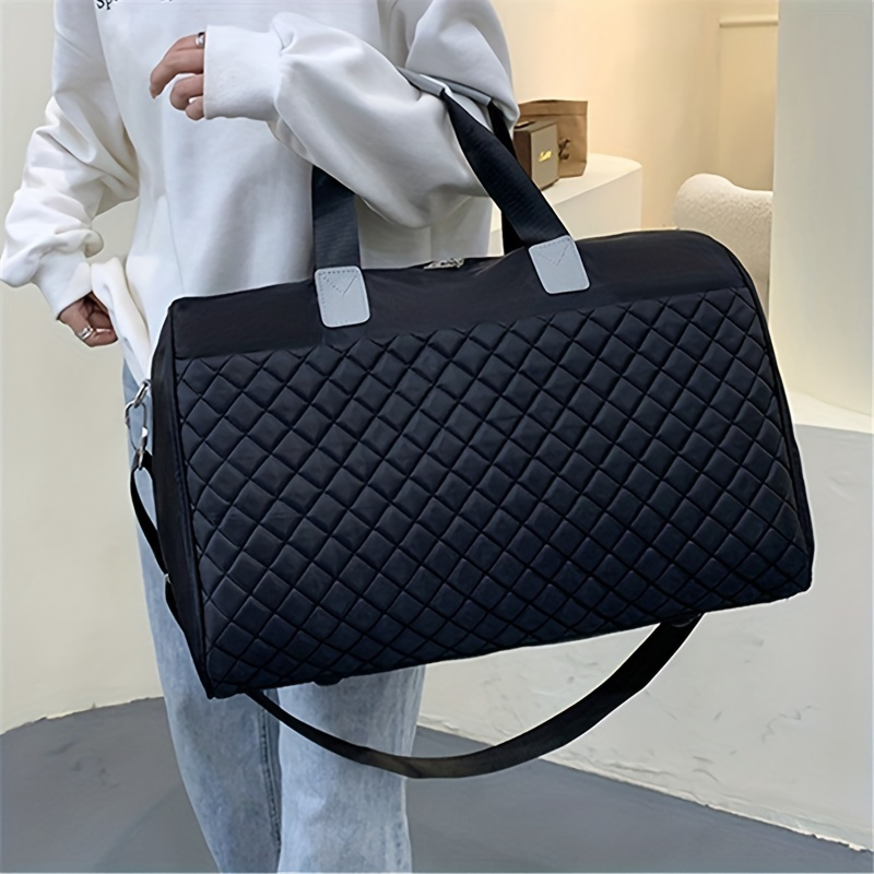 

Fashion Travel Bag, Quilted Design Zipper Bag, Large Capacity Luggage Weekend Handbag