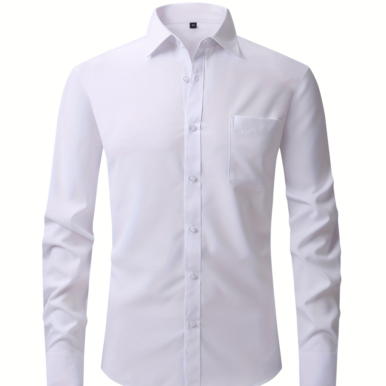 

Men's Formal Button Up Shirt With Chest Pocket, Male Clothes For Spring And Fall Business