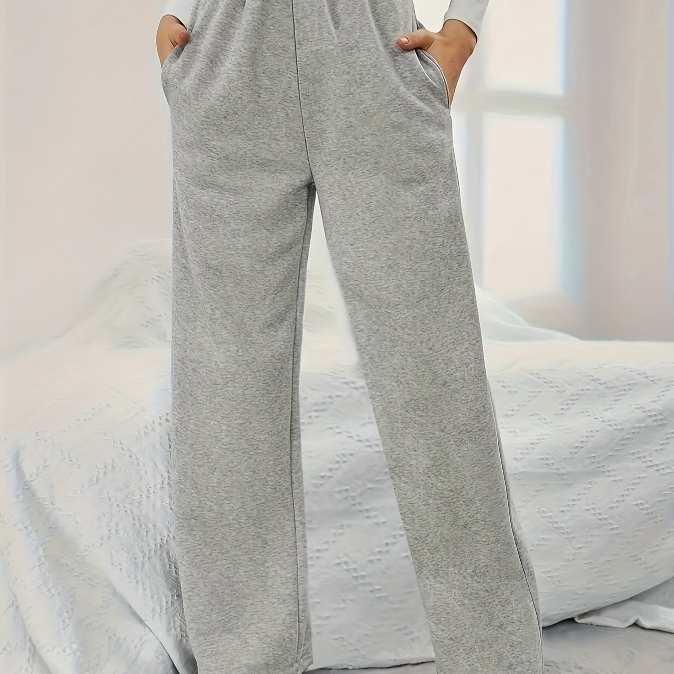 

Pantalons Droits Confortables et Élégants pour Femmes - Épais, Coupe Décontractée avec Motif Géométrique pour Automne/Hiver, Lavables en Machine