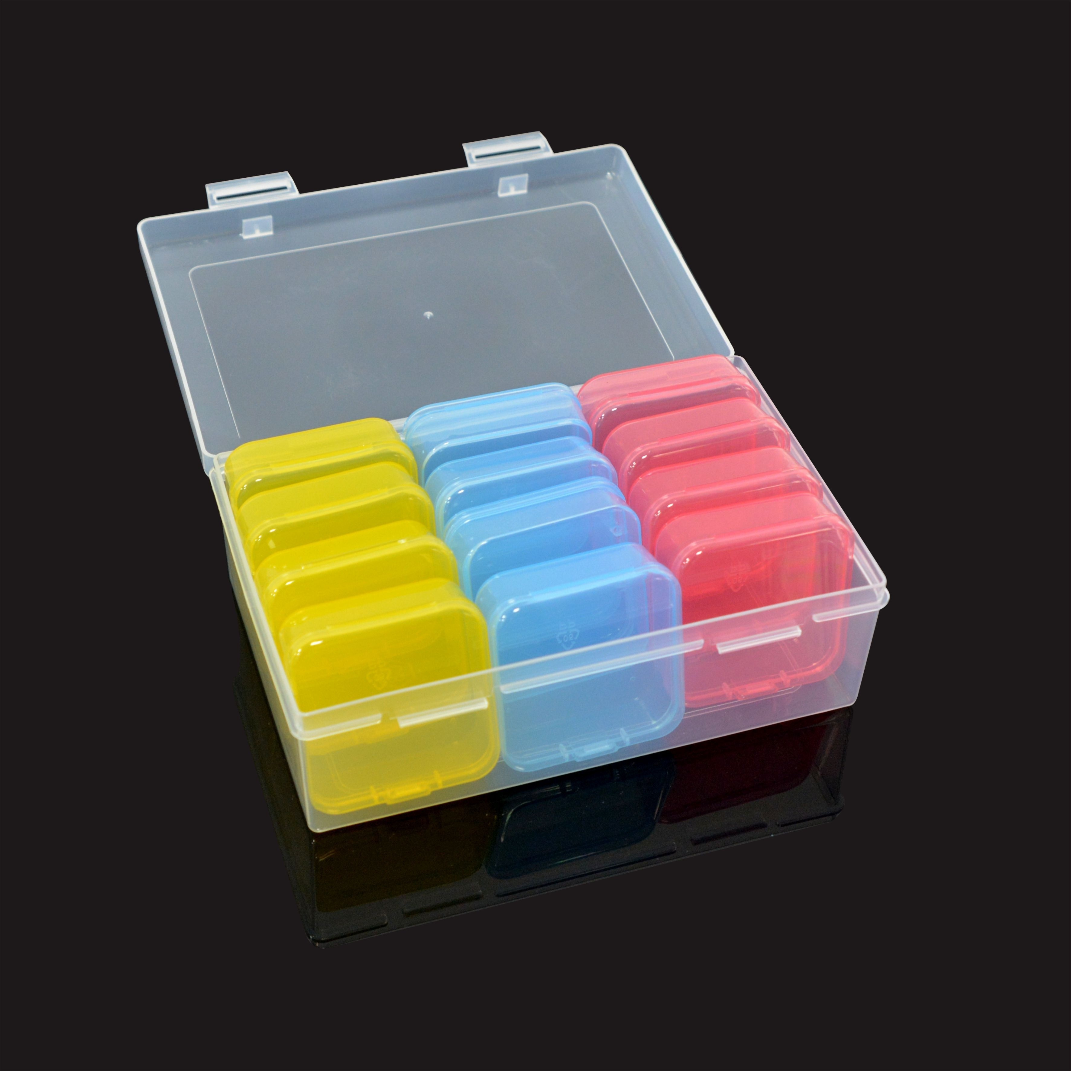 6pcs Transparent Plastic Square Box, 4.5cm/1.77inch, Clear Storage