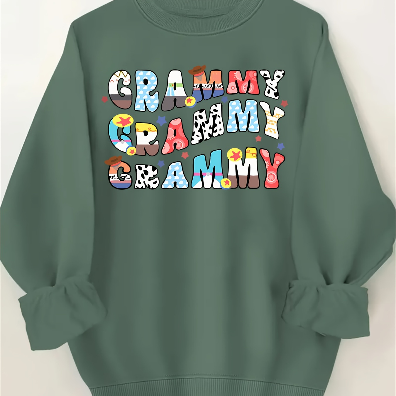 

Plus Size Grammy Letter Print Sweatshirt, Casual Long Sleeve Crew Neck Pullover Sweatshirt, Women's Plus Size clothing