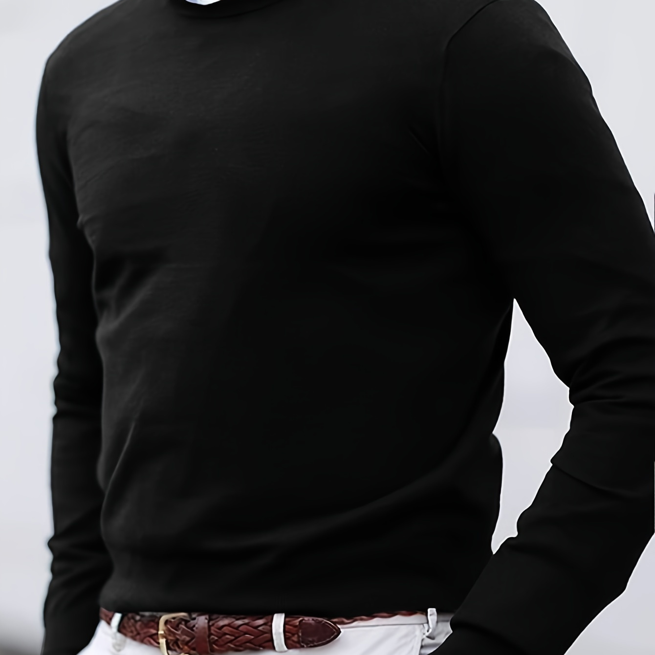 

[1pc Men's Crew Neck Pullover Sweater] Men's Casual Crew Neck Pullover Sweater | Regular Fit Solid Color Long Sleeve | Slight Stretch Fabric | Warm Top For Fall/winter
