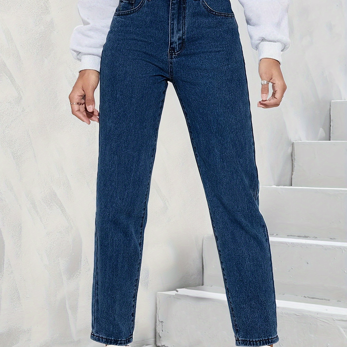 

Plus Size Tapered Jeans For Women High Waist High Stretch Denim Jeans Pants Full Length Stretch Denim Jeans Pants Light Mom Pants