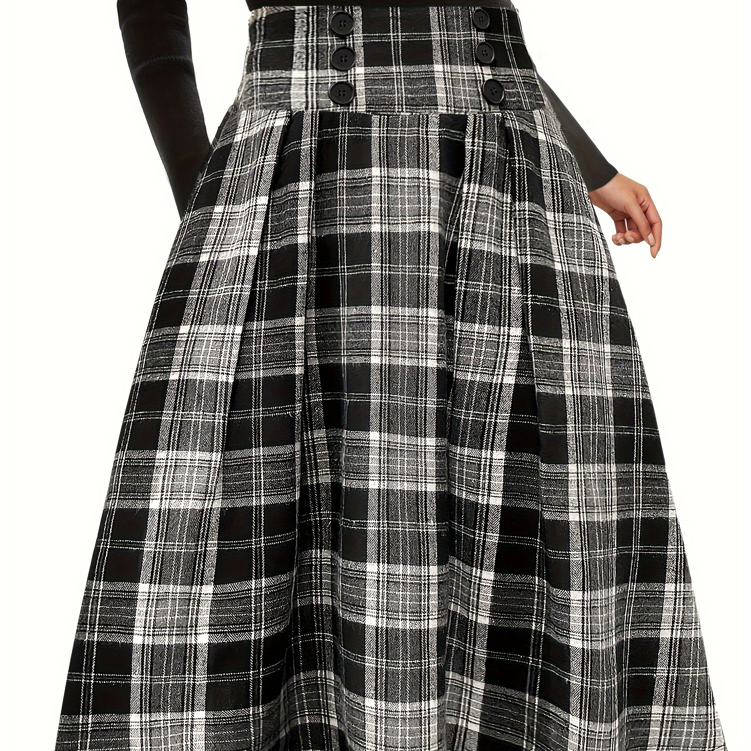 

Fleece Double Row Decorated Long A- Skirt -