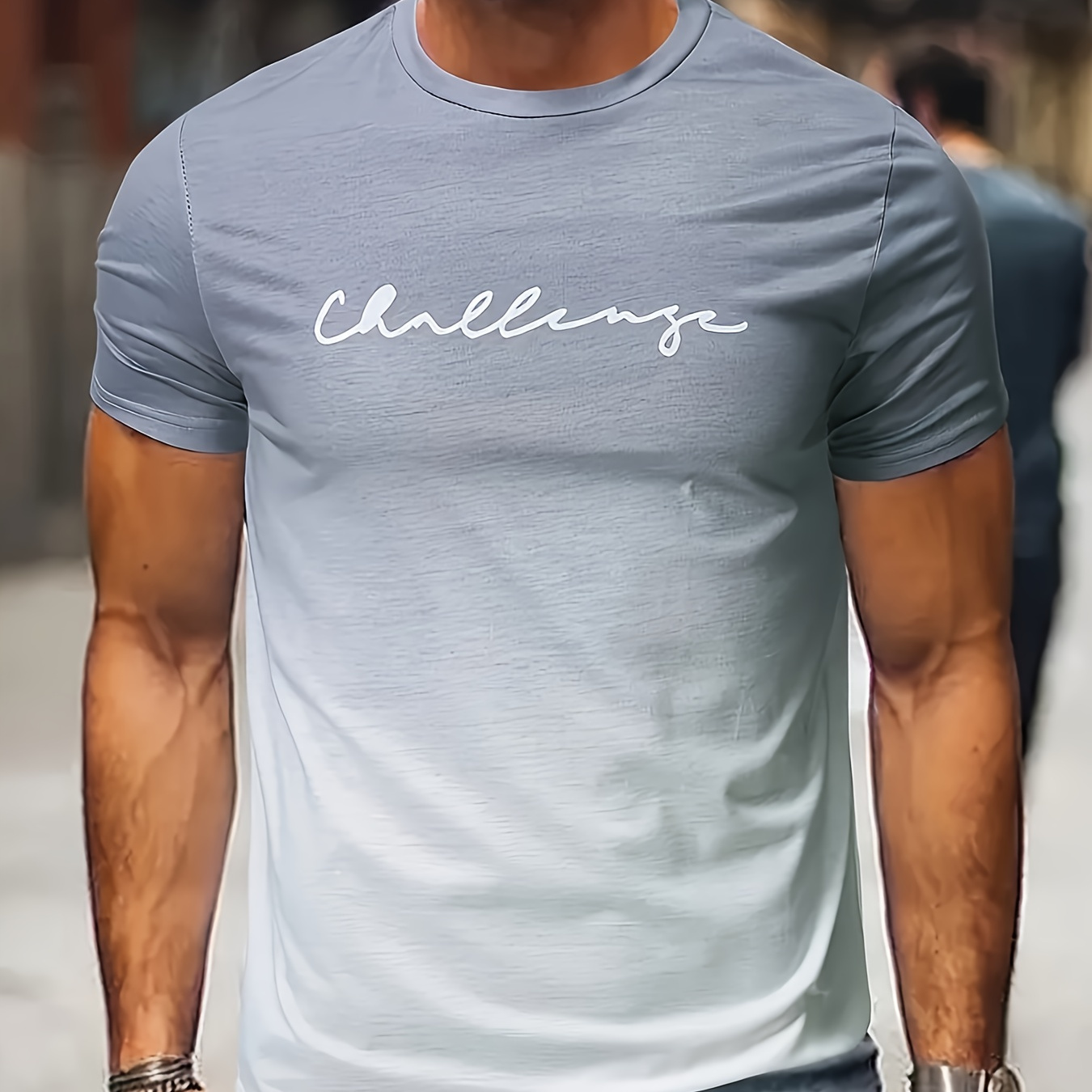 

Gradient Crew Neck Short Sleeve T-shirt For Men, Casual Summer T-shirt For Daily Wear And Vacation Resorts