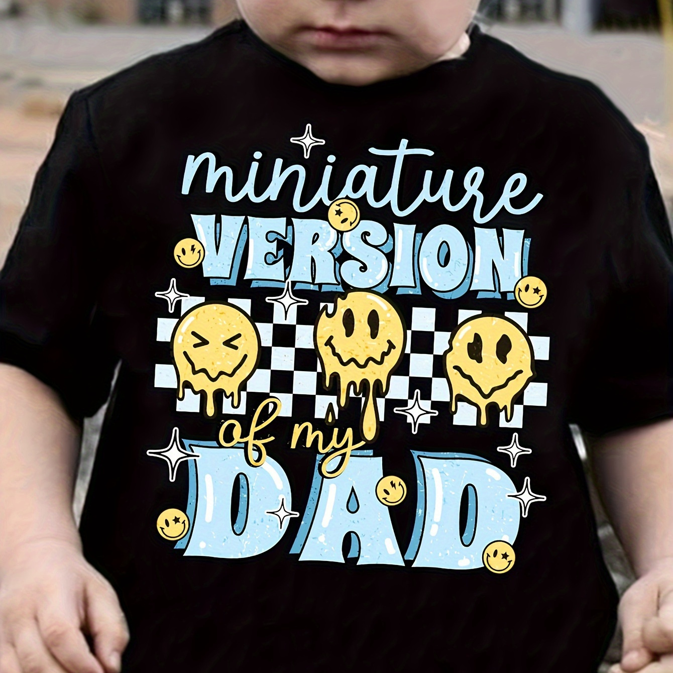 

Miniature Version Of My Dad Print Boy's Casual T-shirt, Short Sleeve Comfy Tee Tops, Summer Outdoor Sports Clothing