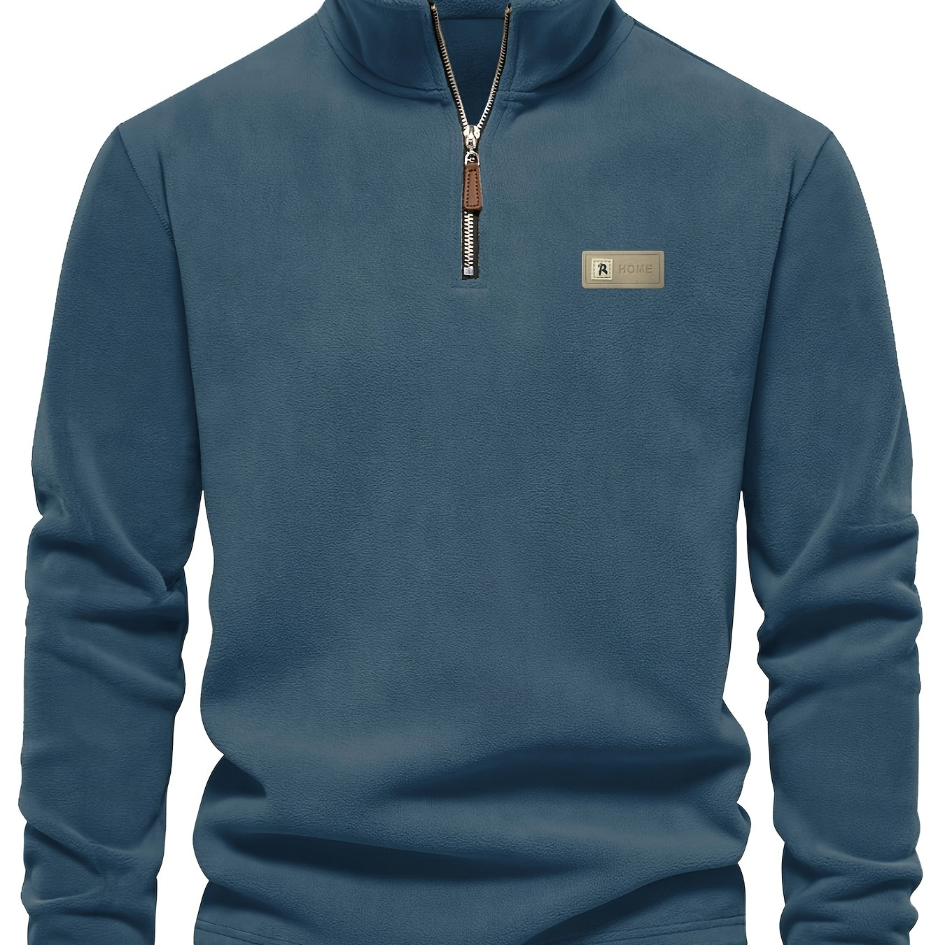 

Men's Casual Henley Fleece Sweatshirt - 100% Polyester Crew Neck With Half-zip, Solid Color, Stretch Knit, Regular Fit Skinny Cut For Fall/winter