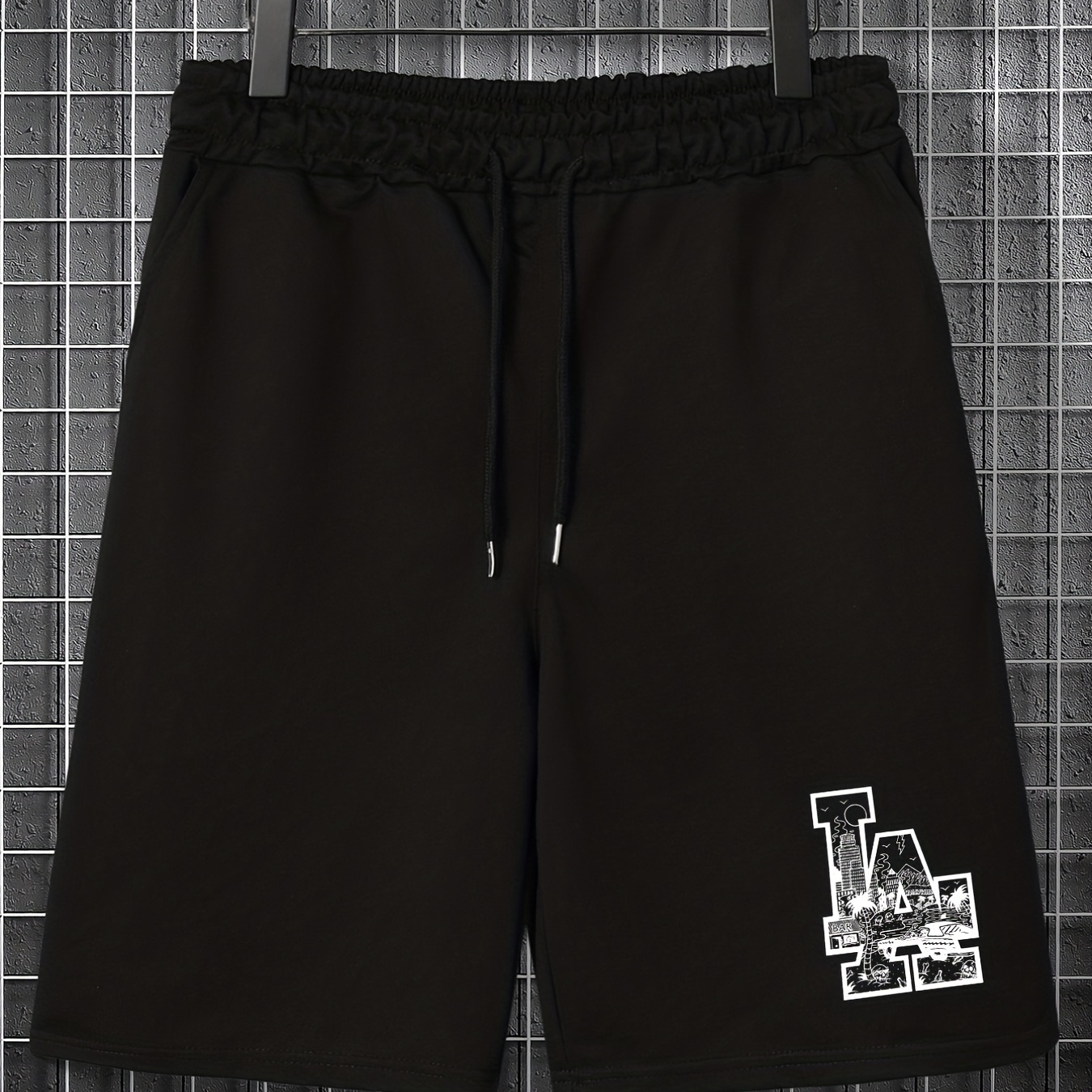 

Men's Casual Trendy "la" Print Drawstrings Shorts Street Style Shorts For Summer Holiday Sports
