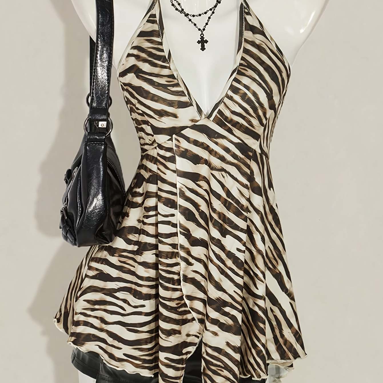 y2k womens summer zebra print halter tie tank top temu - Temu