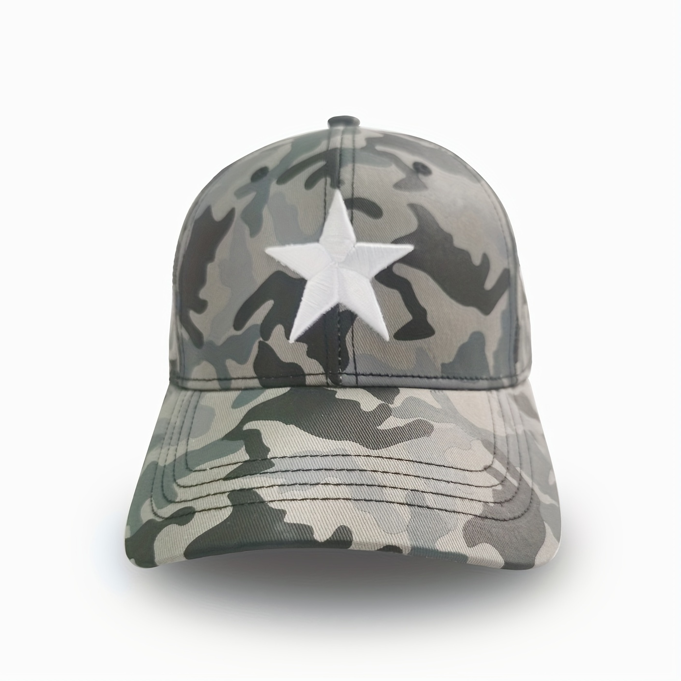 

Men's Baseball Cap With Star Pattern In Black Camouflage, Adjustable & Breathable, Uv Protection, Durable Cotton Fabric, For Outdoor Sports & Casual Wear, 1 Size Fits All