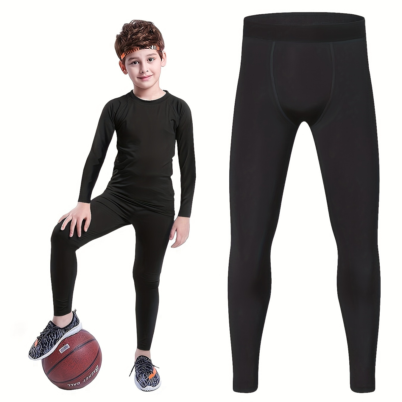 

Telaleo Youth Leggings - Athletic Base Layer For Running, Hockey, Basketball - Moisture-wicking, Quick-drying, Breathable