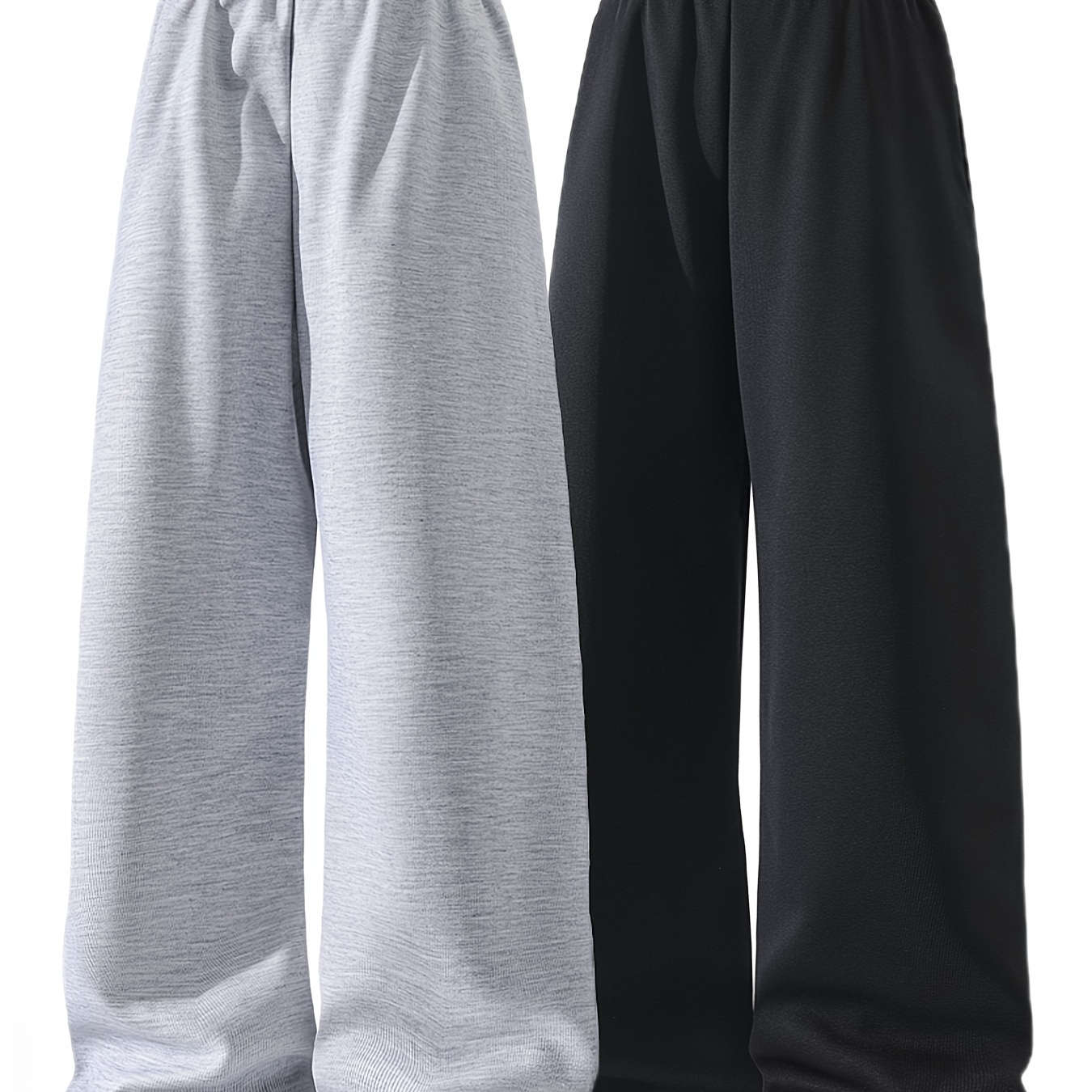 

2pcs Men's Lightweight Drawstring Joggers - Soft Knit, Straight Leg Pants In Gray & Dark Gray, Ideal For Fitness & Casual Wear, With Dual