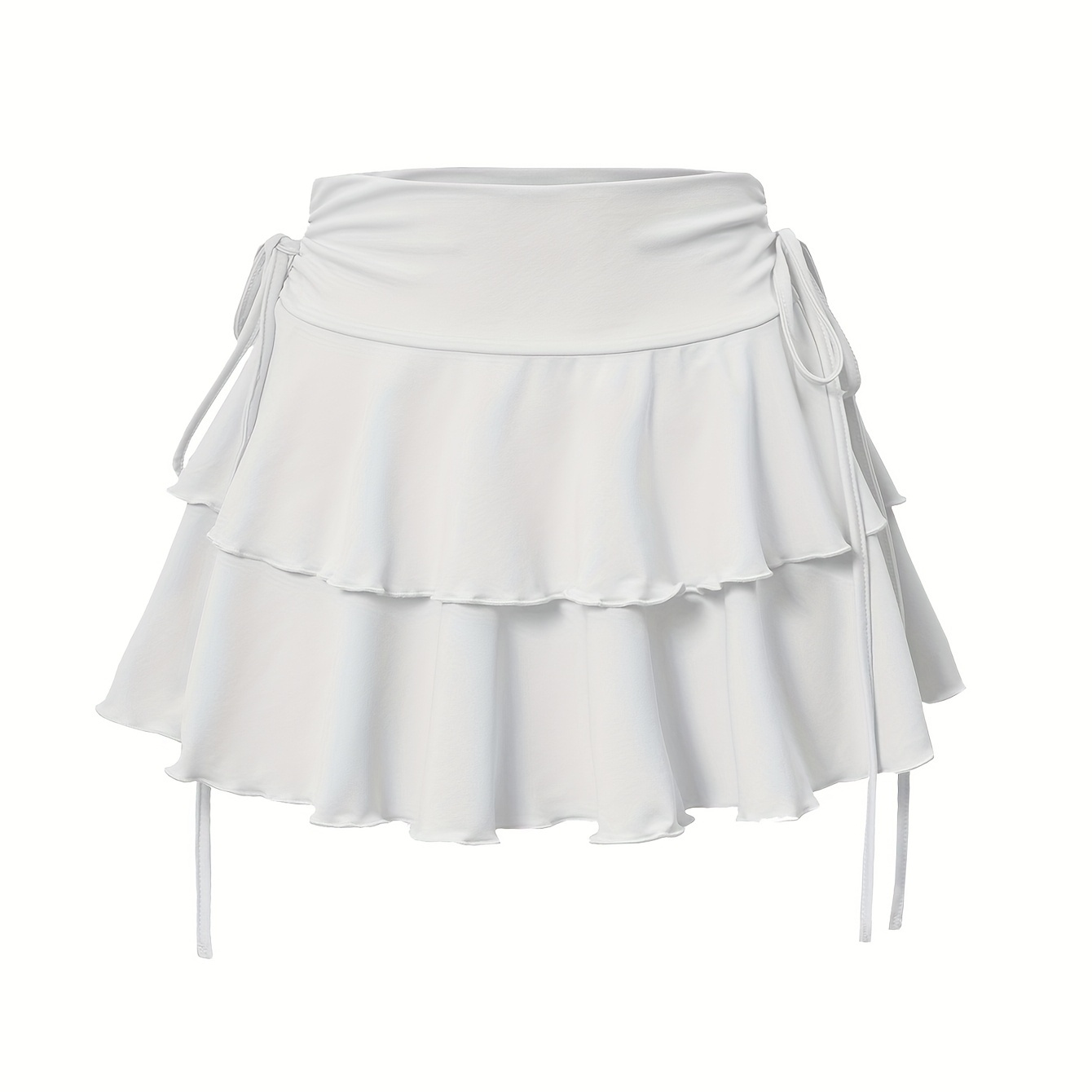 New Women's White Elastic Half Skirt with Ruffle Sexy Mini Skirt