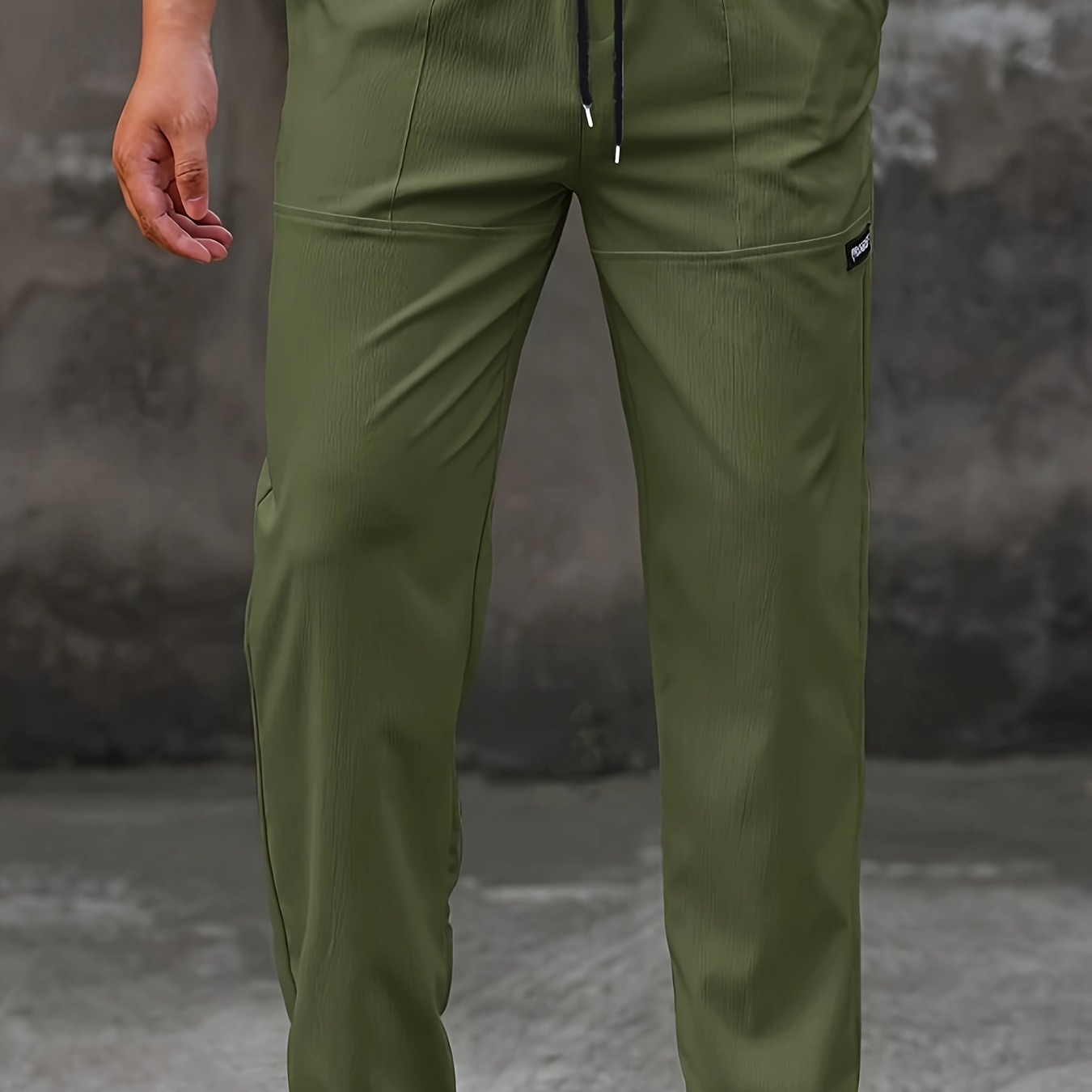 

Men's Casual Joggers With Pockets - Polyester, Drawstring Waist, Solid Color, Fit