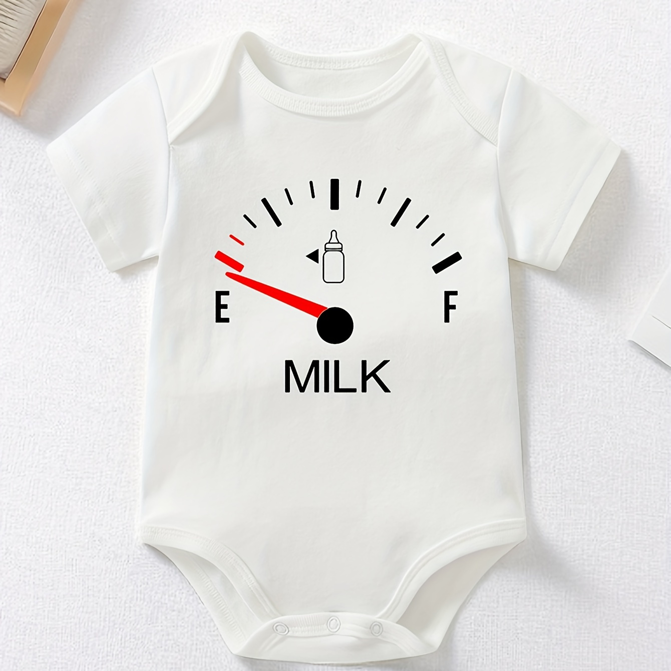 

Baby Boys Cute Milk Countdown Print Pure Cotton Romper, Baby White Short Sleeve Triangle Bodysuit, 4 Seasons Infant Clothing
