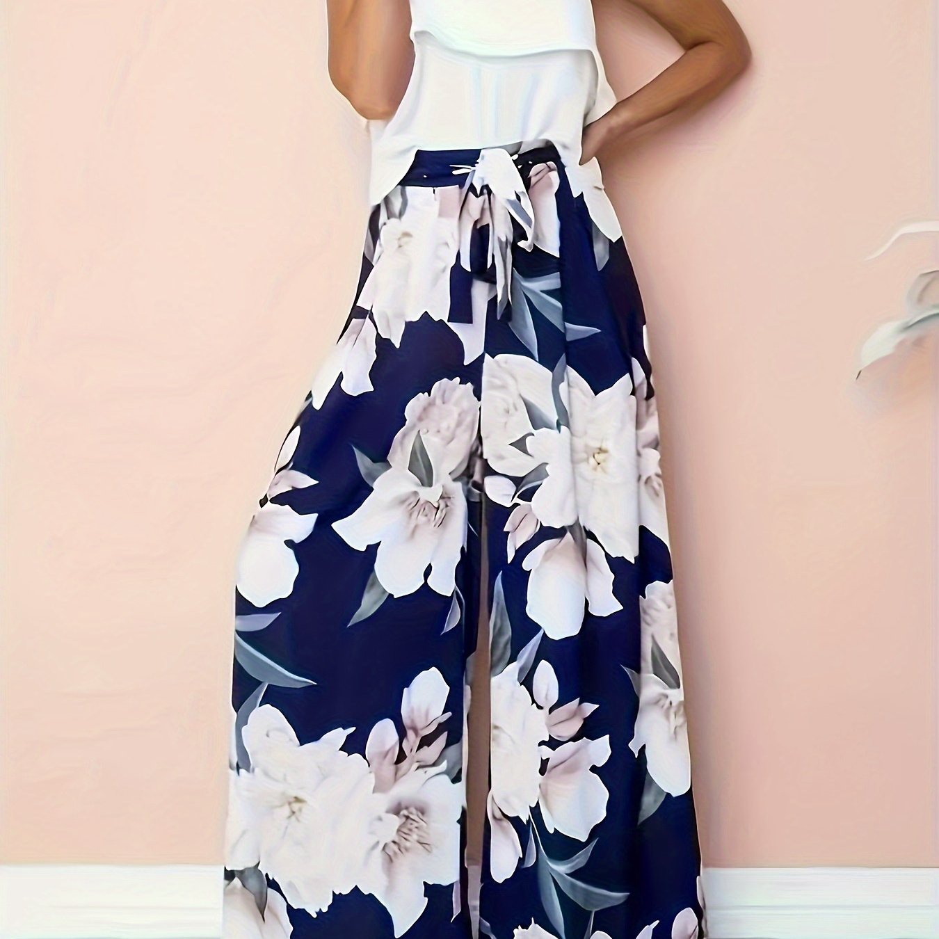 

Floral Print High Waist Wide Leg Pants, Casual & Versatile High Waist Pants For Daily Wear, Women's Clothing