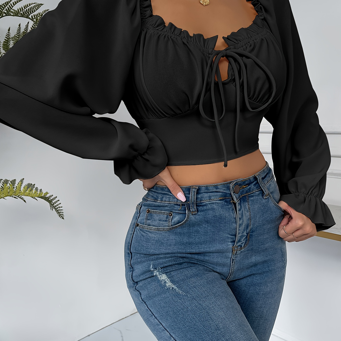 

Tie , Long Top For & Fall, Women's Clothing
