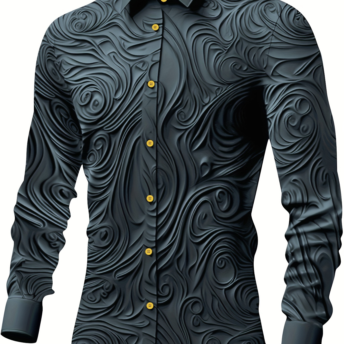 

Men's 3d Long Sleeve Shirts, Retro Outdoor Roll-neck Button-down Shirts, Casual Fashion Tops