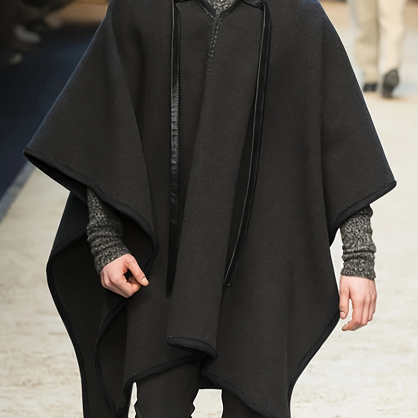 

Men's Casual Long Sleeve Cape, Pullover Hooded Coat