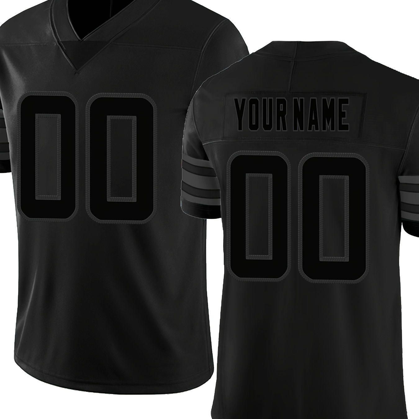 

Customized Name And Number Embroidery, Men's Solid Color V-neck Football Jersey, Daily Outdoor Leisure Sports Shirt