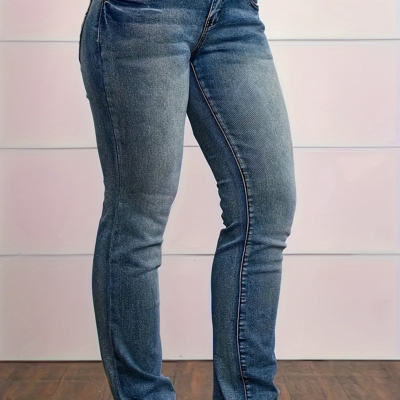 

's Plus Size Embroidery Button Washed Pants