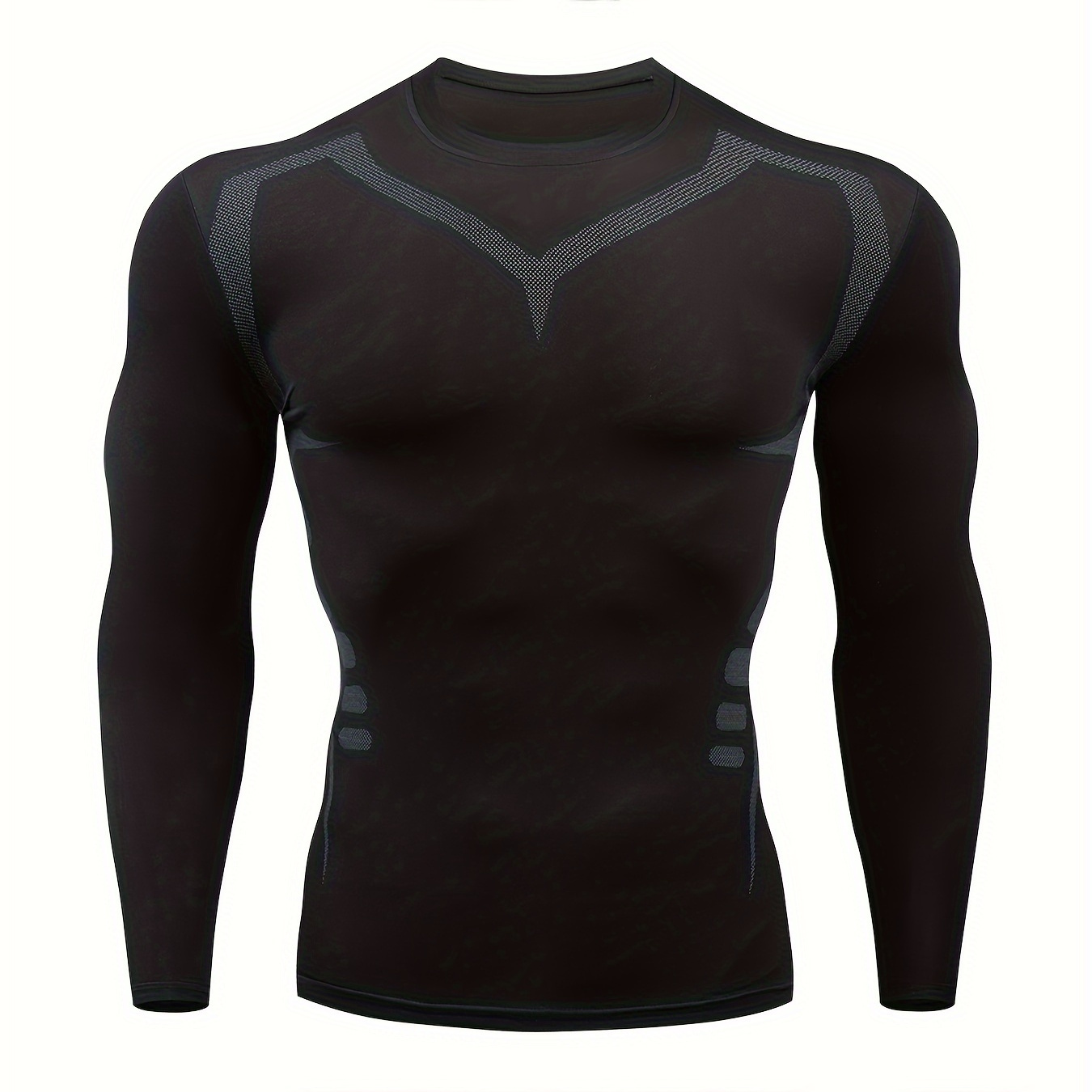 

Irregular Stripe Print Thermal Compression Shirts Men Long Sleeve Athletic Moisture Wicking Baselayer Undershirt Gear Tshirt For Sports Workout