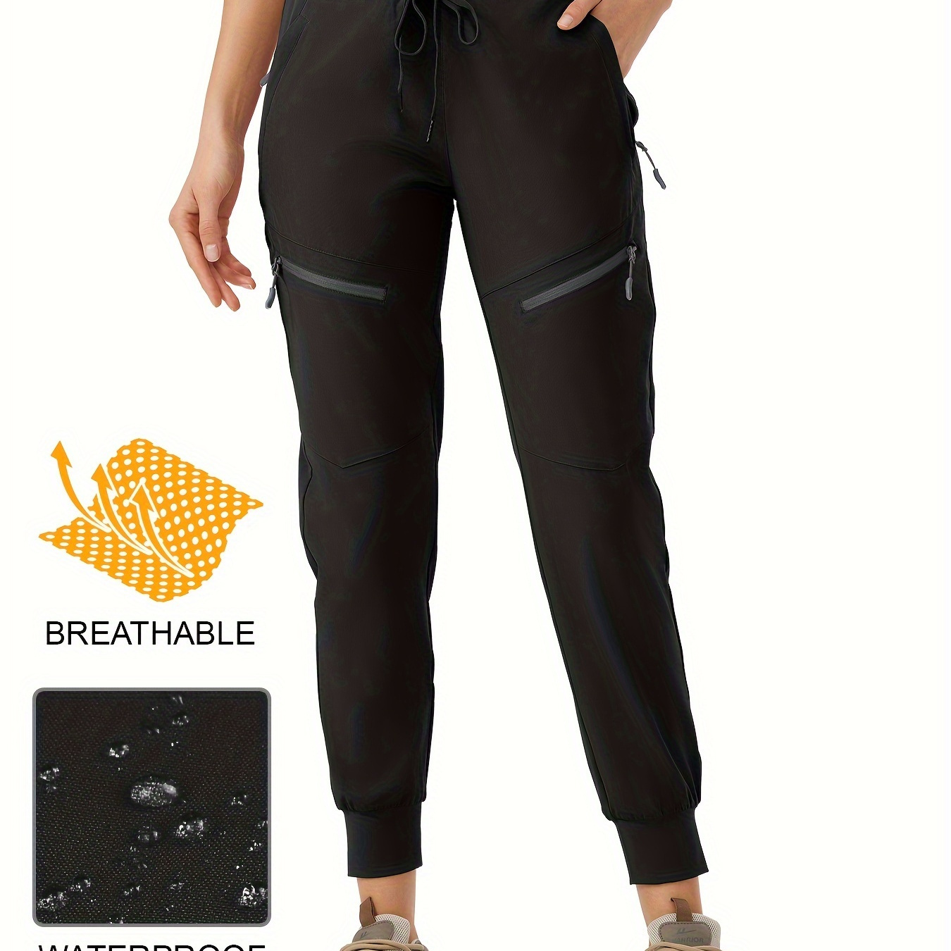 

Women's Hiking Cargo Pants High Waist Waterproof Lightweight 5 Zipper Pockets Quick Dry Travel Athletic Upf50+