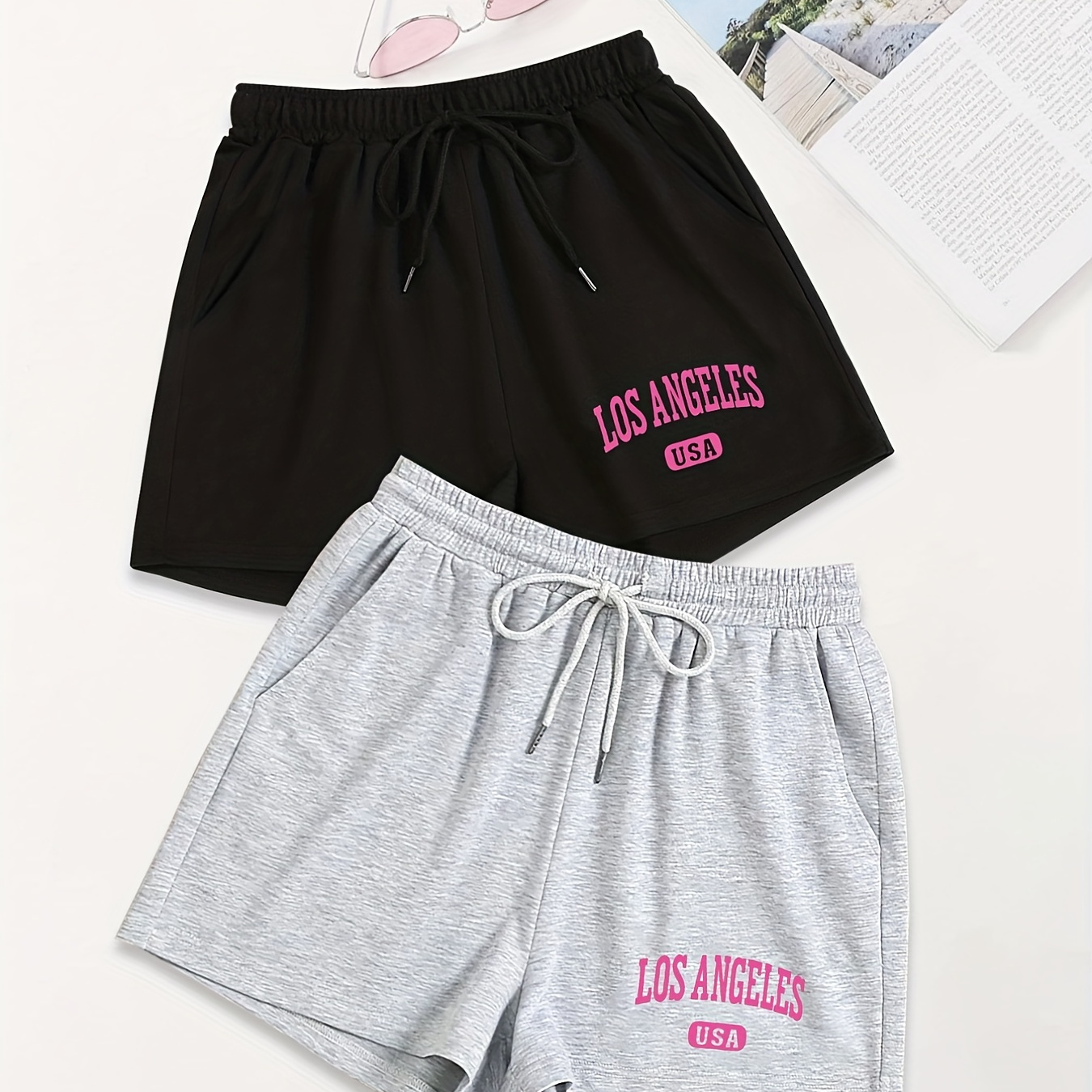 

Casual Sports Pants Baggy Shorts Two-piece Suit