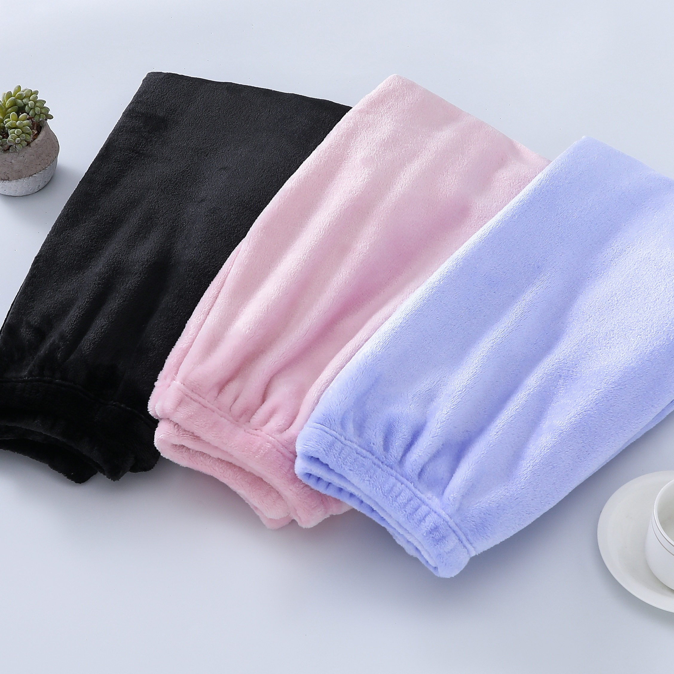 

3pcs Solid Fuzzy Sleep Bottoms, Warm & Cozy Home Sleep Pants, Women's Sleepwear & Loungewear