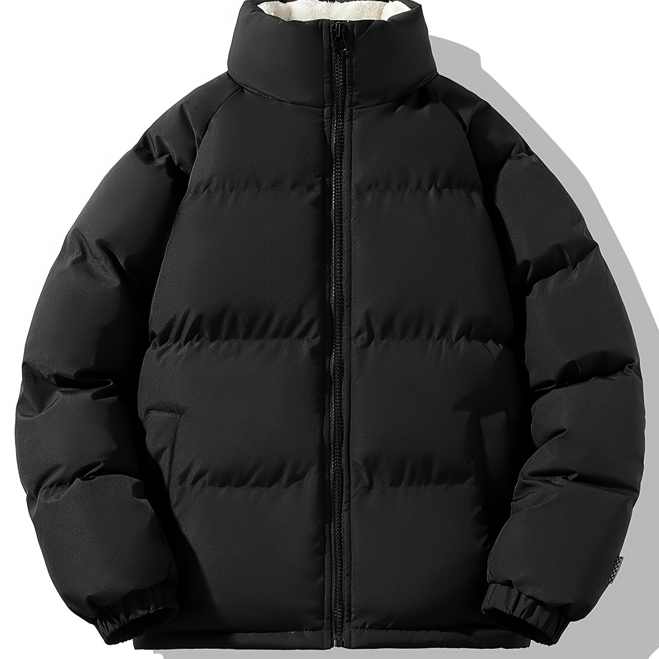 

Men's Warm Fleece Jacket, Casual Stand Collar Jacket Coat For Fall Winter