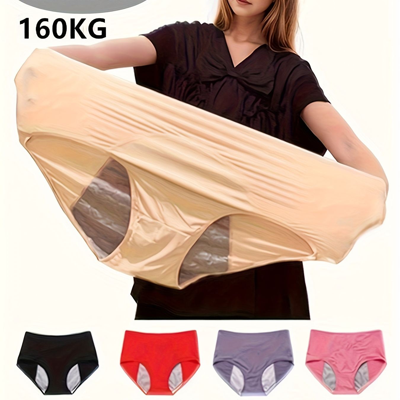 

8-Pack de pantalons menstruels extra-larges pour femmes, sous-vêtements physiologiques, pantalons sanitaires, anti-fuite latérale, forte absorption d'eau, respirant, , non oppressant.