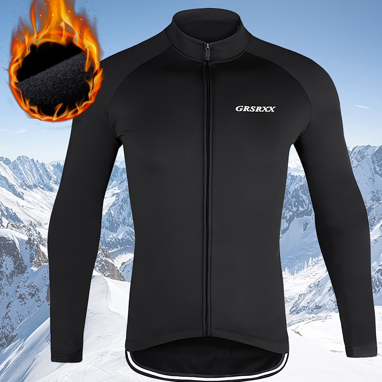 

Men's Winter Cycling Jacket - Warm Fleece-lined, Non-slip Hem & Pocket Detail, Long Sleeve Sportswear For Outdoor Riding