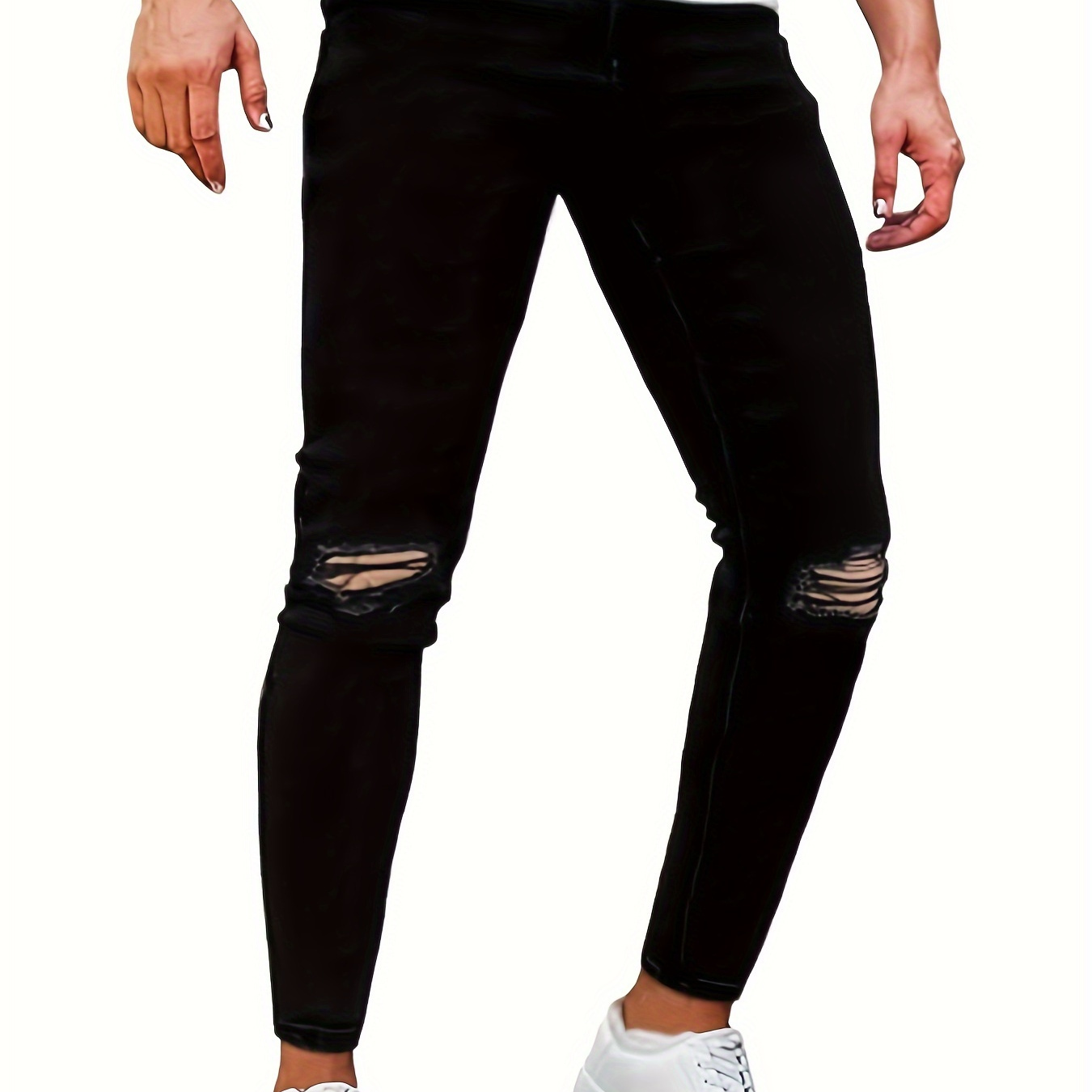 

Men's Slim Fit Stretch Denim Jeans With Ripped Detail - Comfortable, Wear, Men's, Slim Fit, Ripped Jeans, Stretch, Cone-shaped