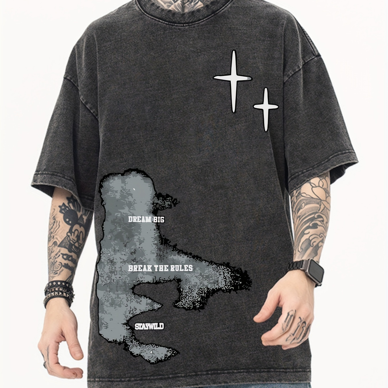 

Men Do Old Washing Water Creative Pattern Like Printed T-shirt