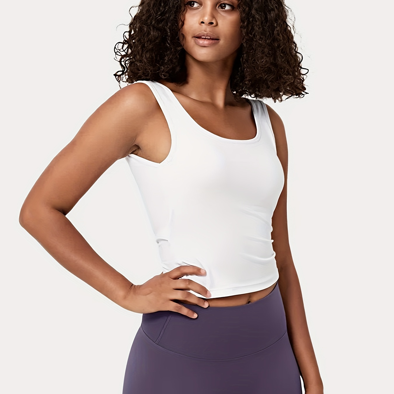 

Women's High-elasticity Breathable Yoga Workout Top, U-neck Open Back Cross-back Vest Top, Athletic Sportswear Tank